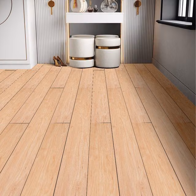 Livingandhome Rigid SPC Wood Look Vinyl Plank Flooring in Beige and Brown