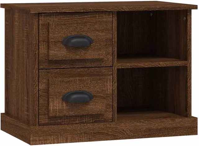 Berkfield Home Classic Bedside Cabinet in Brown Oak, W: 60 cm, D: 35.5 cm, H: 45 cm