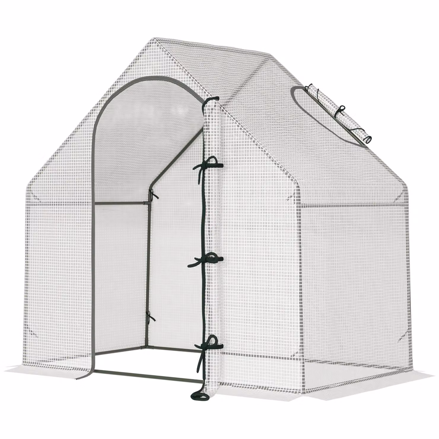 OUTSUNNY Walk-In Portable Greenhouse with Steel Frame and Window, White – 2