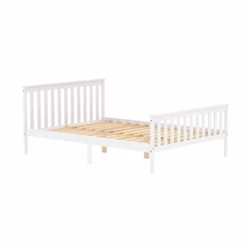 Birlea Oxford Double Wooden Bed in White, W/D/H: 140 x 200 x 82 cm