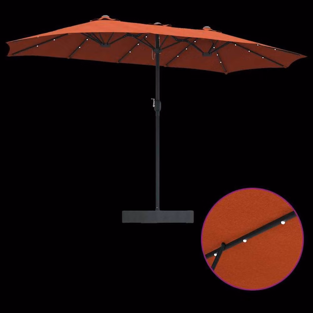 Berkfield Home Modern Folding Garden Parasol in Terracotta Fabric, W/D/H: 385 x 209 x 244 cm – 5