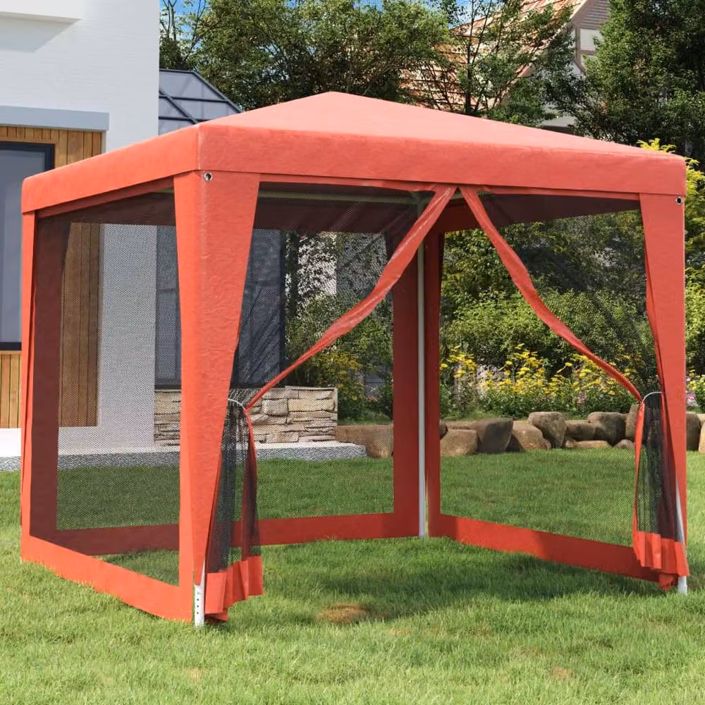 Berkfield Home Party Tent with 4 Mesh Sidewalls, Red, W: 250 cm, D: 250 cm, H: 245 cm – 2