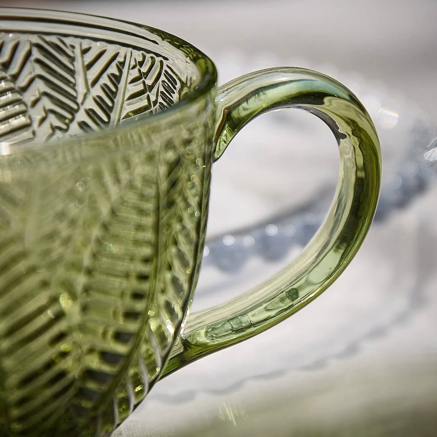 Dibor Set of 4 Floral Green Botanical Leaves Glass Afternoon Tea Cups – 6