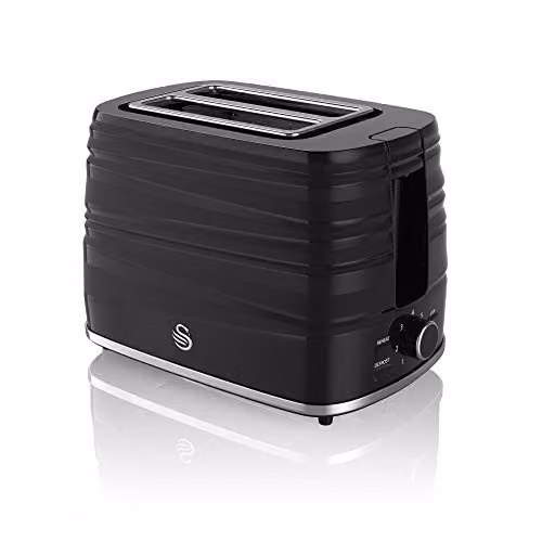 Swan 2 Slice Symphony Toaster in Black and White with 930W Power and Timer