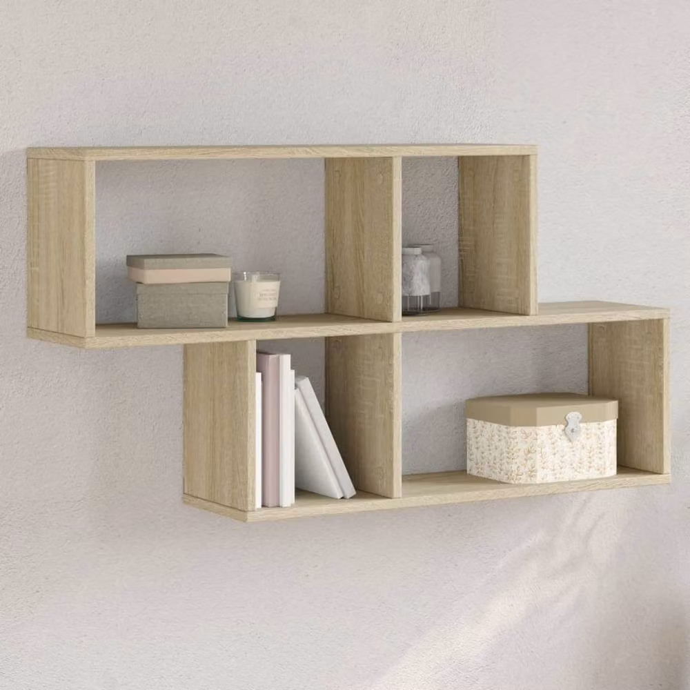 Berkfield Home Sonoma Oak Wall Shelf in Light Tan, W/D/H: 100 x 20 x 53 cm – 2