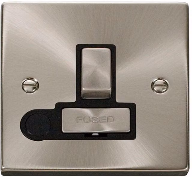 SE Home 13A Fused Ingot Connection Unit Switched with Flex in Satin Brushed Chrome and Metallic Silver