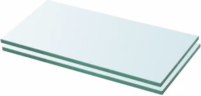 Berkfield Home Wall Mounted Glass Shelves, 2 Pack, Transparent, W: 20 cm, H: 30 cm, D: 2 cm