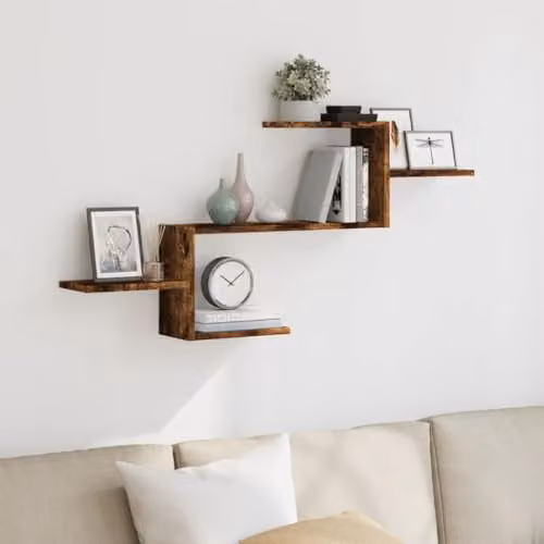 vidaXL Wall Shelf in Smoked Oak, W: 104 cm, D: 49 cm, H: 15 cm – 2