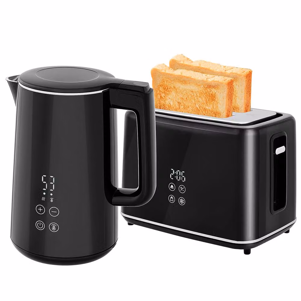 STILVORA Kettle and Toaster Set with LED Display in Black – 6
