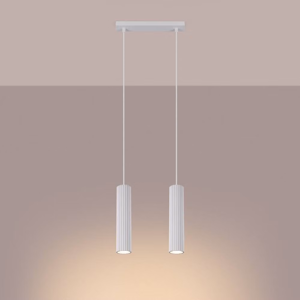 Sollux Lighting minimalist White Pendant Lamp with 2 Lights, W/D/H: 90 x 30 x 6.5 cm – 2