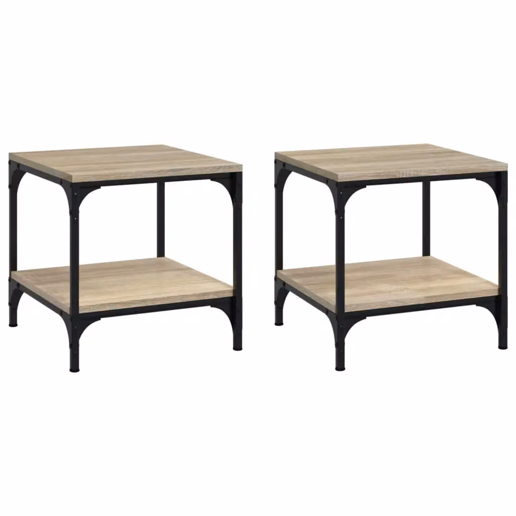 Berkfield Home Set of 2 Sonoma Oak Side Tables in Brown, W/D/H: 40 x 40 x 40 cm – 2