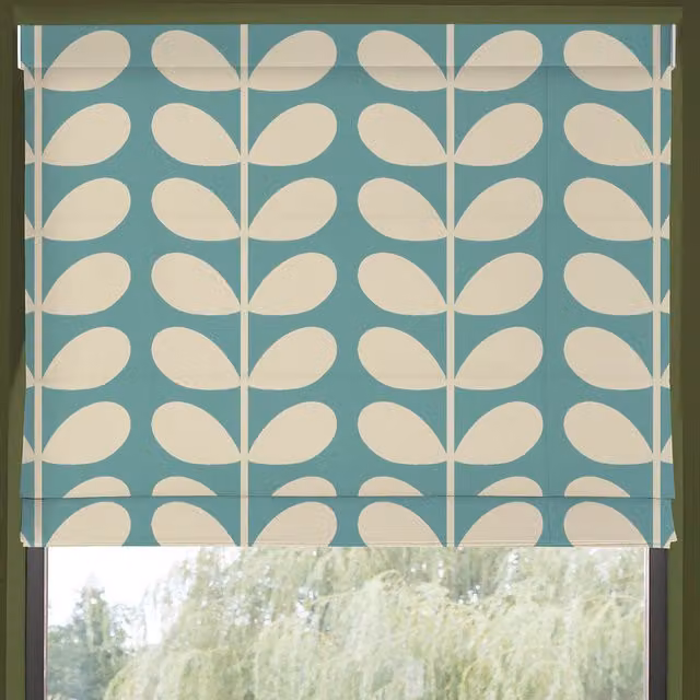Orla Kiely Jumbo Solid Stem Made to Measure Blackout Roman Blind in Duckegg Blue