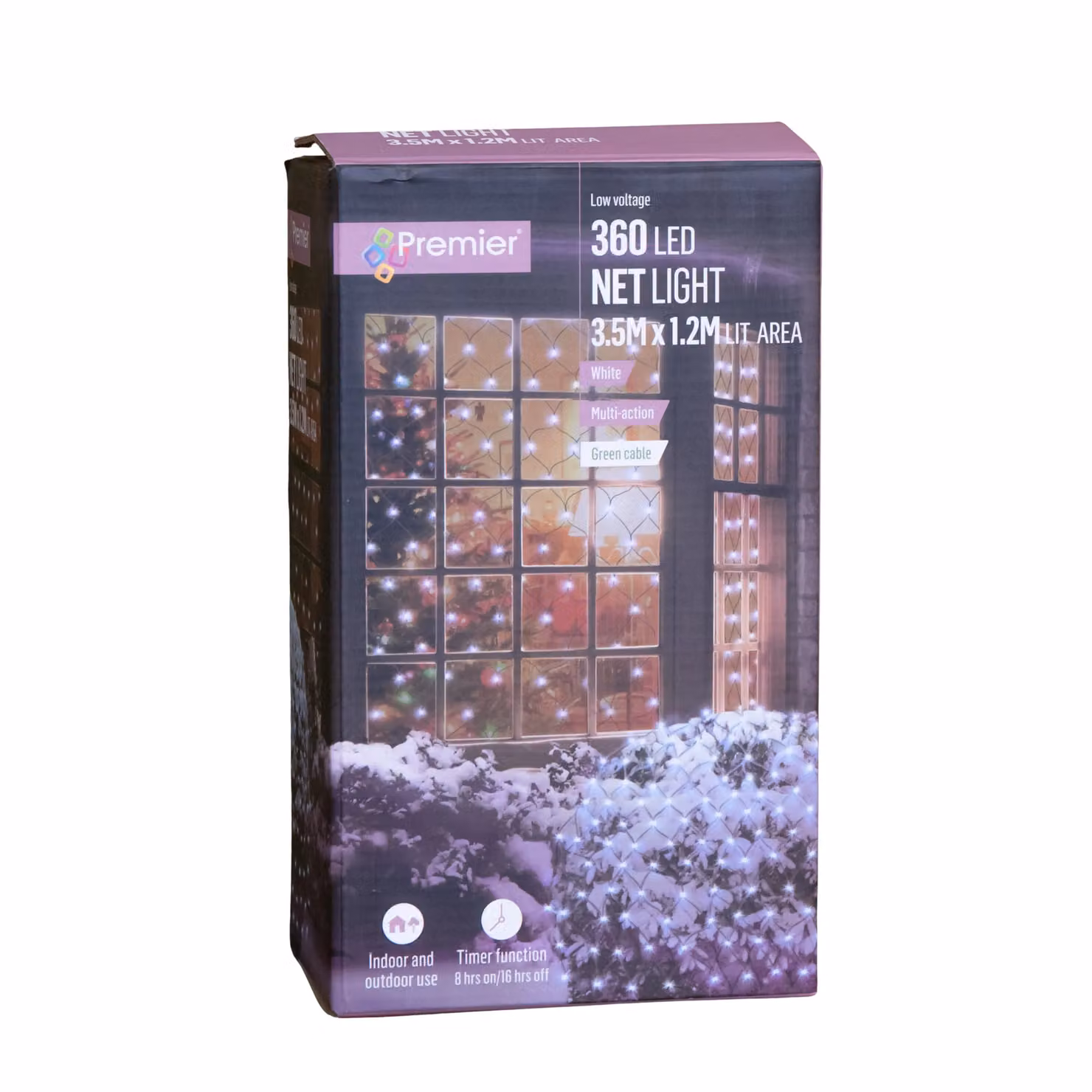 Samuel Alexander Cool White LED Christmas Window Net Lights, W: 3.5 m, H: 1.2 m – 2