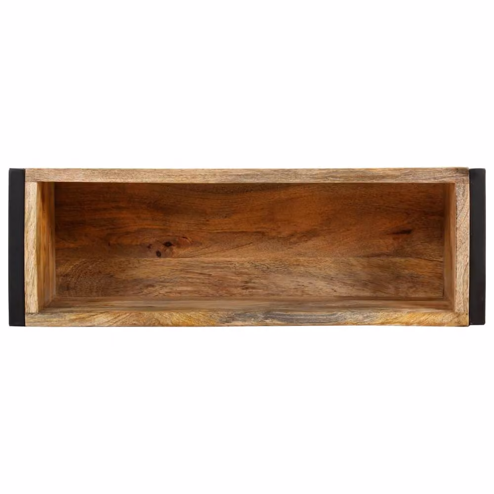 Berkfield Home Black Rough Mango Wood and Steel Planter Tub, W/D/H: 60 x 20 x 68 cm – 4