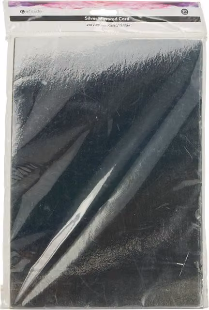 Art Studio Pack of 20 Silver Glossy Mirrored Construction Paper Cards, A4