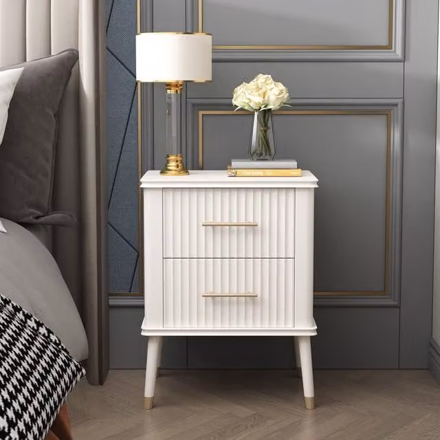 Cabinet Bits Modern White Metal Bedside Table