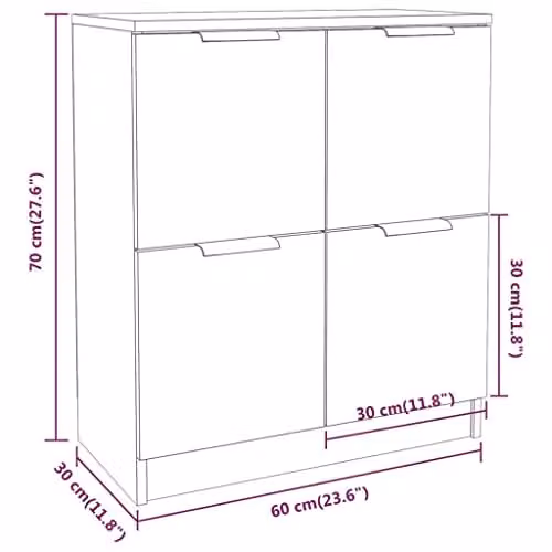 vidaXL Modern Sideboard in Oak with Beige and Grey Accents, W/D/H: 60 x 30 x 70 cm – 2