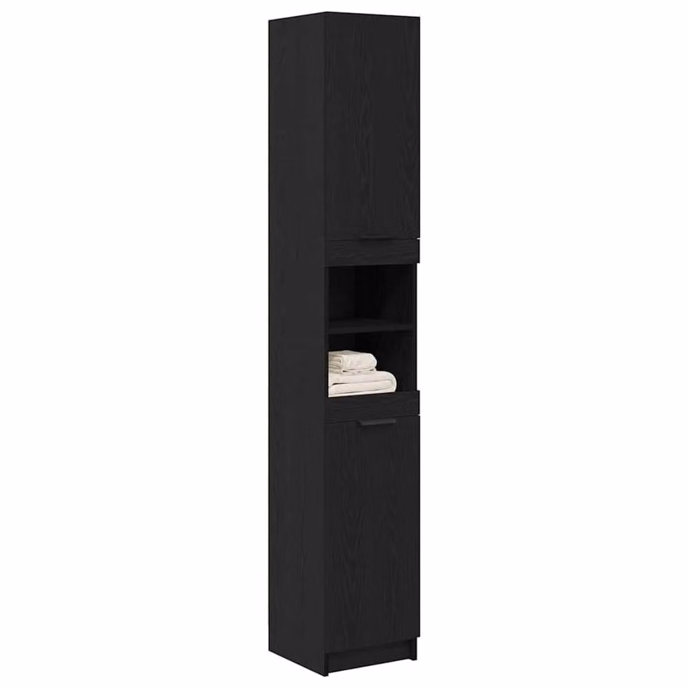 Berkfield Home Black Oak Bathroom Cabinet, W/D/H: 32 x 34 x 188.5 cm – 3