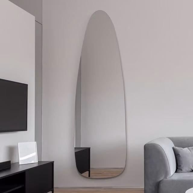 MirrorOutlet Frameless Pond Wall Mirror in Silver, Rectangular Modern Design, W: 155 cm, H: 50 cm, D: 1 cm – 1