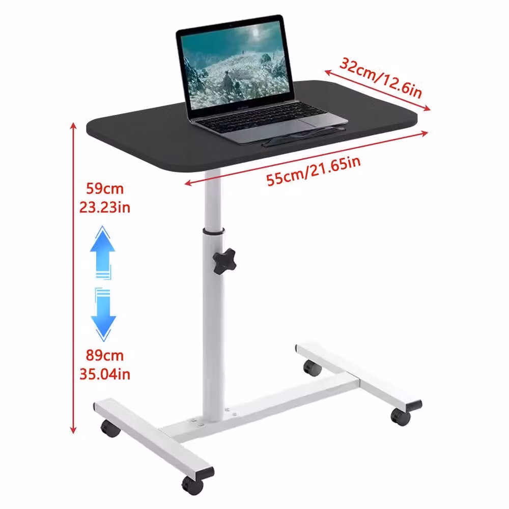 FORGEVIO Black Height Adjustable Mobile Writing Desk with Castors – 2