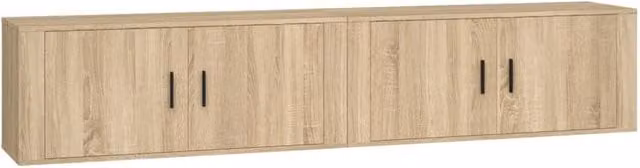 Berkfield Home Wall-mounted TV Cabinets, 2 Piece Set in Sonoma Oak Brown, W: 100 cm, D: 34.5 cm, H: 40 cm