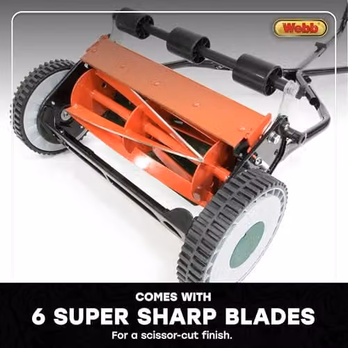 Webb WEH30 Sidewheel Manual Hand Push Cylinder Lawnmower in Black and Green with 4 Cutting Heights, 30cm Cutting Width and 17L Collection Bag – 6
