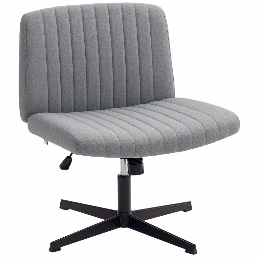 STILVORA Grey Fabric Armless Task Chair with Swivel and Weight Adjustment – 3