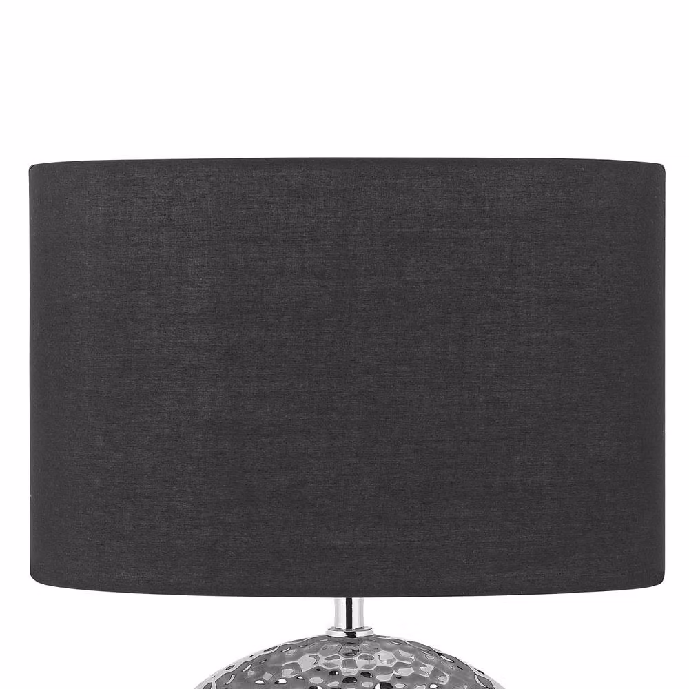 Wyld and Coco Table Lamp with Silver Ceramic Base and Black Fabric Shade – 6