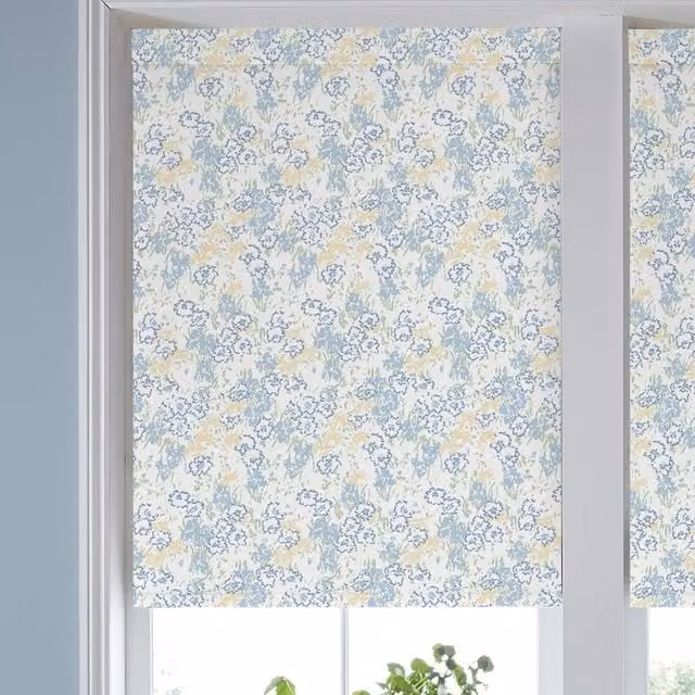 Laura Ashley Conwy Blue Sky Semi-Transparent Floral Roller Blind
