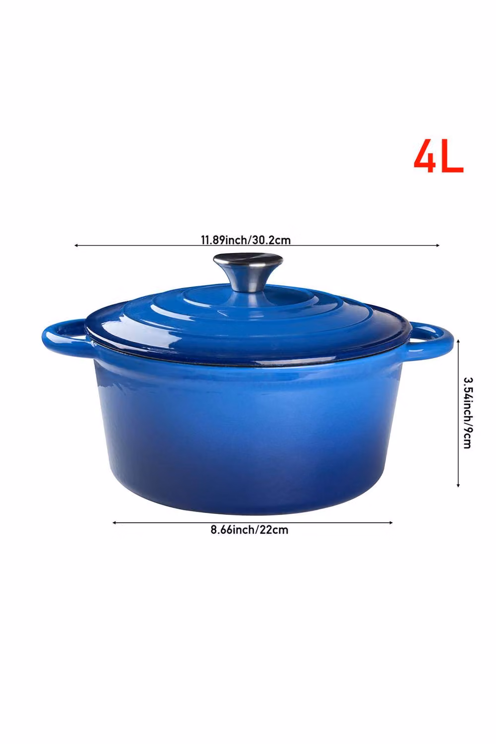 ExtraStar Gradient Enameled Cast Iron Casserole Dish with Stainless Steel Knob, Blue – 3