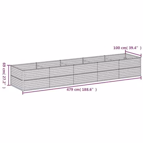 vidaXL Galvanised Steel Garden Raised Bed in Silver or Brown, W: 479 cm, D: 100 cm, H: 69 cm – 3