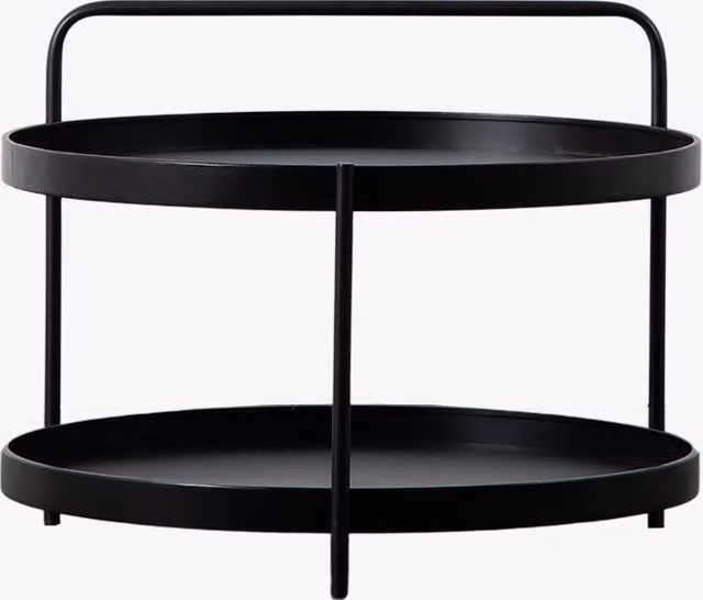 Perch & Parrow Minimalist Round Metal Serving Tiers Coffee Table in Black and Gold