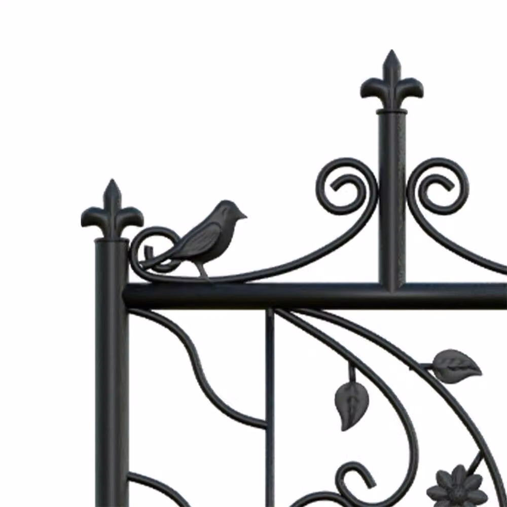 FLAVORA 2-Pack Black Powder-Coated Wrought Iron Garden Trellis Fence for Climbing Plants, H 100 cm x W 15 cm – 4