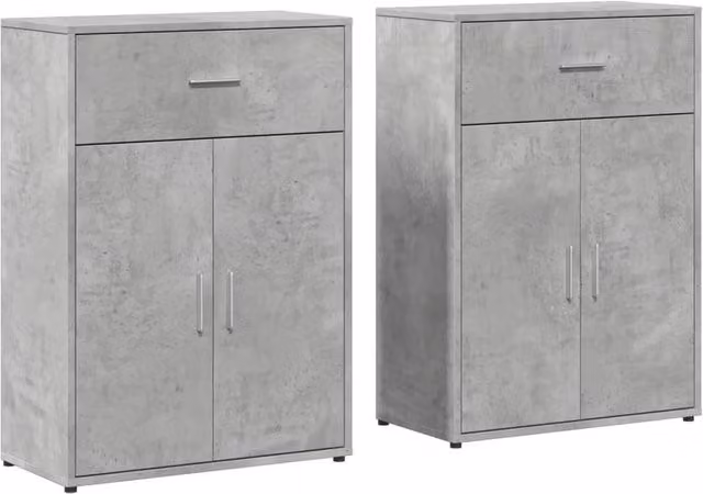 Berkfield Home Set of 2 Modern Sideboards in Concrete Grey, W/D/H: 60 x 30 x 84 cm – 1