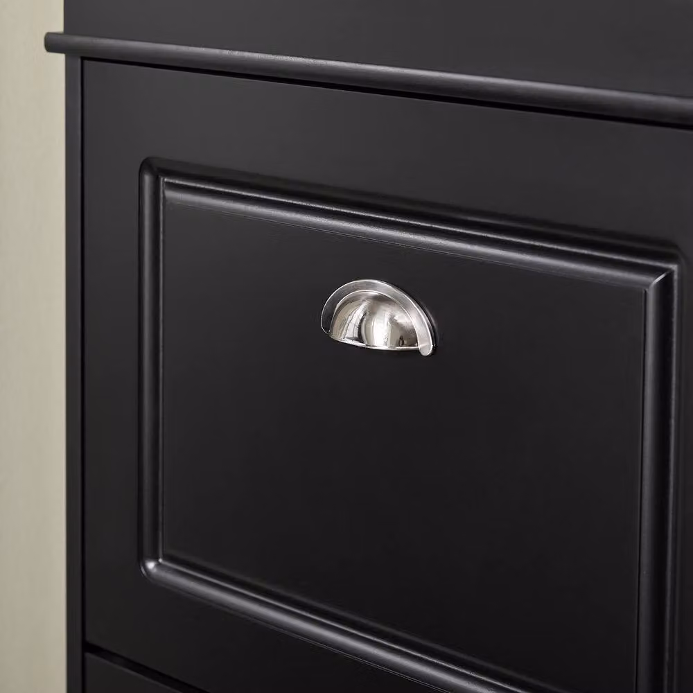 SoBuy Slim Freestanding Shoe Cabinet with Tilting Compartments in Matt Black – 5