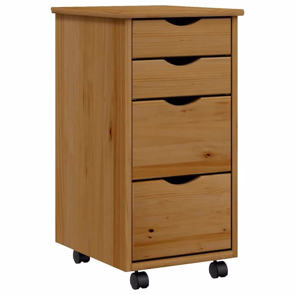 Berkfield Home Moss Rolling Cabinet with Drawers in Honey Brown Solid Pine Wood – 2