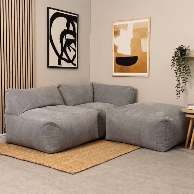 icon Tetra Fine Cord Reliner Section for Floor Sofa in Charcoal Grey, 10kg