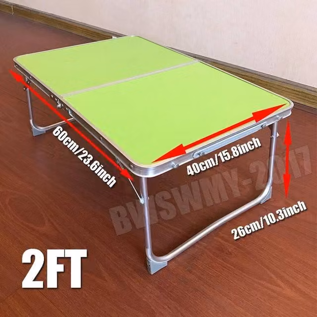 SPETLEK Green Adjustable Folding Trestle Table for Camping and Parties, W: 100 cm, D: 60 cm, H: 40 cm