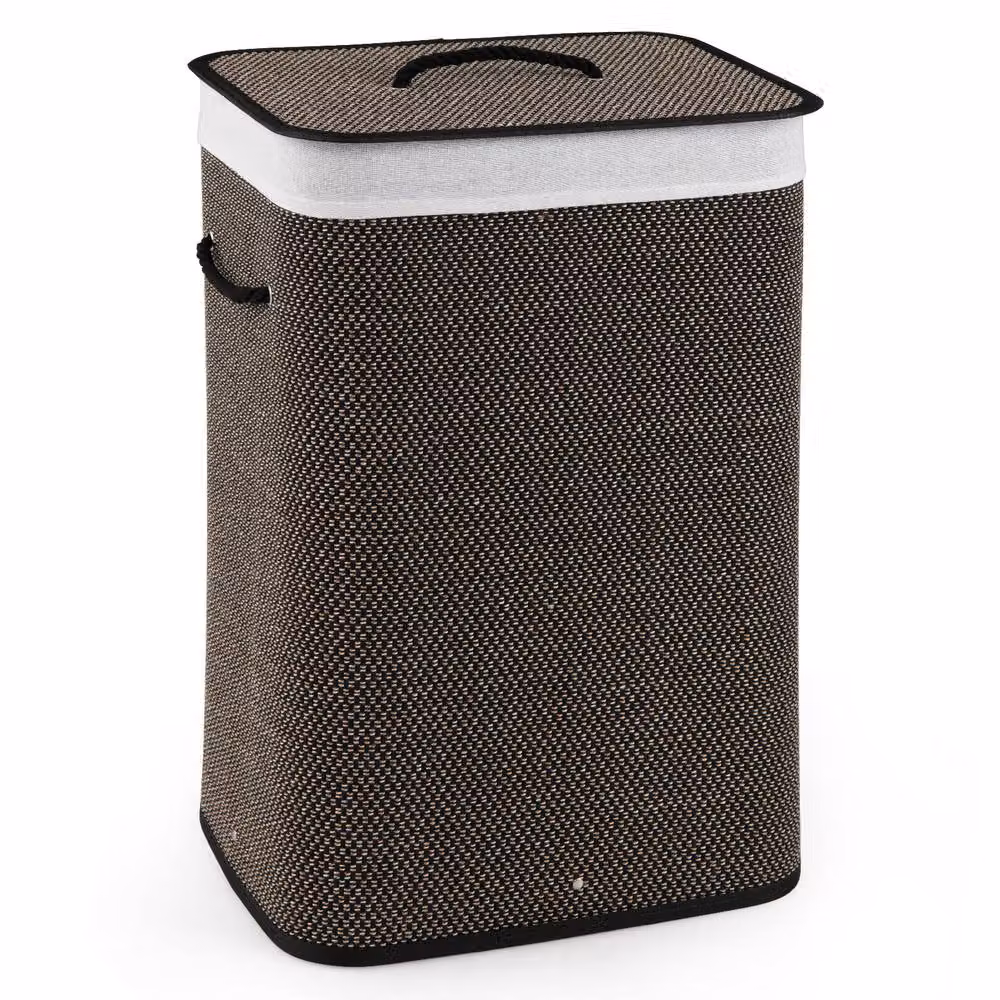 Gymax Bamboo Laundry Hamper with Lid and Removable Bag, Black, 72 L Capacity – 4