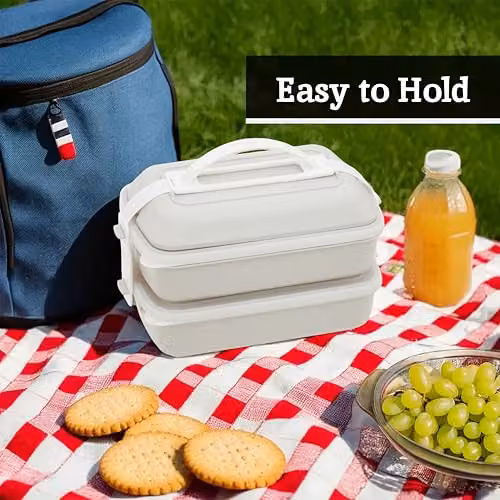 Premier Housewares Grey and White Plastic Lunch Box with Cutlery and Dividers, W: 26 cm, D: 19 cm, H: 16 cm – 3
