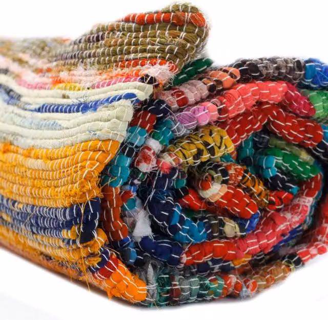 KDMK Patchwork Luxury Natural Rag Rug in Multicolour and Yellow