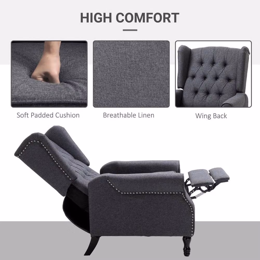 FORGEVIO Manual Reclining Armchair in Grey Fabric with Metal Frame – 5