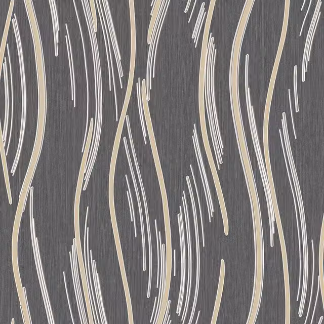 World of Wallpaper Shimmer Wave Textured Abstract Wallpaper in Black and Grey