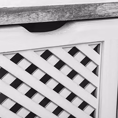 LIVIVO Minerva 3 Drawer Chest of Drawers in Grey and White with Rattan Style Woven Baskets – 4