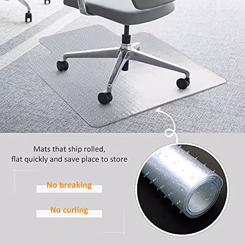 HOMCOM Office Carpet Protector Chair Mat, Clear and White, W: 120 cm, D: 90 cm – 2