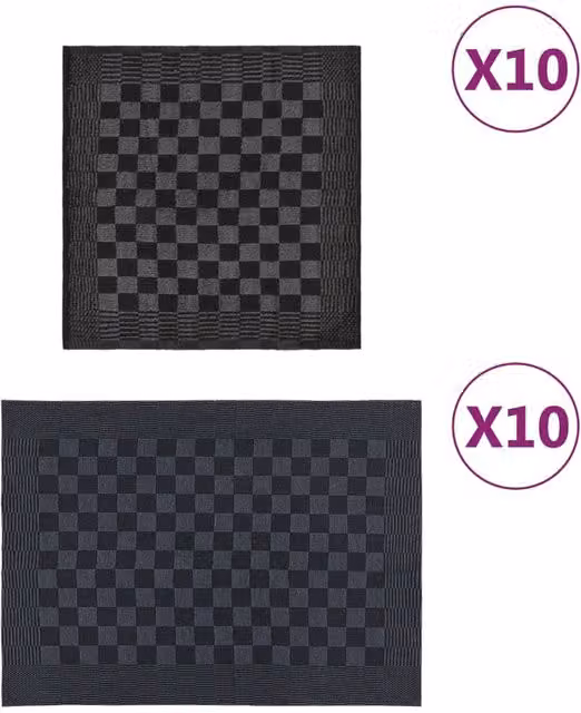 Berkfield Home 20 Piece Cotton Towel Set in Black and Grey – 1