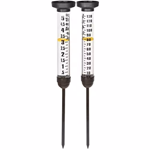 Esschert Fallen Fruits Floating Rain Meter in Yellow and Transparent Plastic