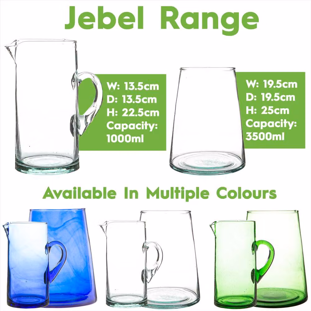Nicola Spring Jebel Repurposed Glass Jug, 1 l, Blue – 6