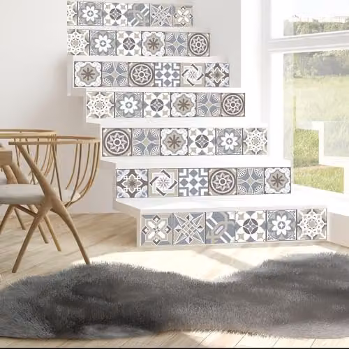 WALPLUS 24 Piece Limestone Spanish Style Self-Adhesive Vinyl Wall Tile Stickers in Beige, W/H: 15 x 15 cm – 2