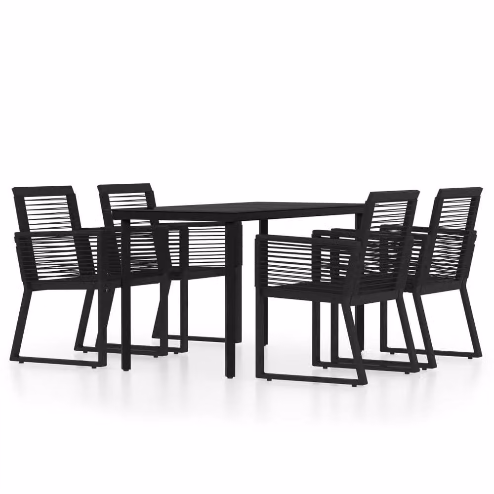 Berkfield Home 5 Piece Modern Garden Dining Set in Black – 2